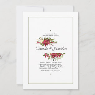 Watercolor Floral Christmas Rehearsal Dinner Invitation