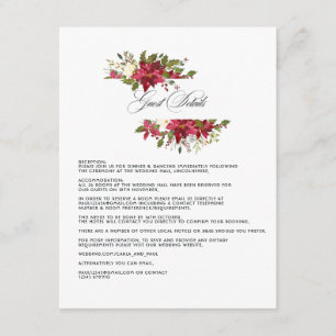 Watercolor Floral Christmas Wedding Guest Details Enclosure Card