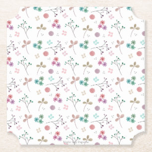Watercolor Floral Coaster Pink 6 ct