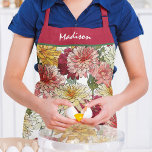 Watercolor Floral Colourful Modern Botanical Name Apron<br><div class="desc">Watercolor Floral Colourful Modern Botanical Name Girly Apron features colourful watercolor flowers in orange,  Burgundy and white. Personalize with your custom name by editing the text in the text box provided. Designed by ©Evco Studio www.zazzle.com/store/evcostudio</div>