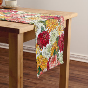 Watercolor Floral Colourful Modern Botanical Short Table Runner
