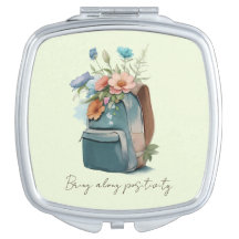 Watercolor floral compact mirror for backpackers