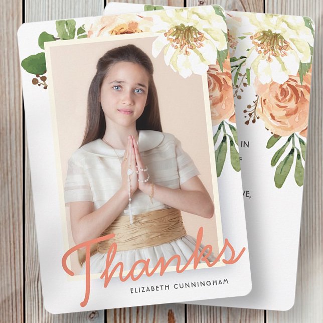 Watercolor Floral Confirmation Thank You Card (Creator Uploaded)