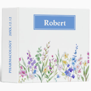 Watercolor Floral Custom Name Binder Cover Design