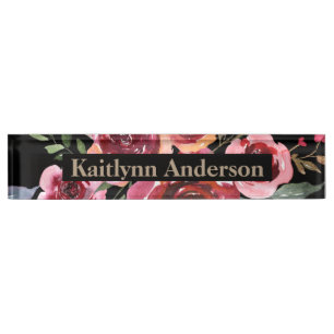 Watercolor Floral Custom Personalized Nameplate