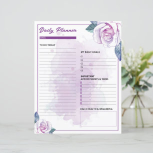 Watercolor Floral Daily Planner Templat