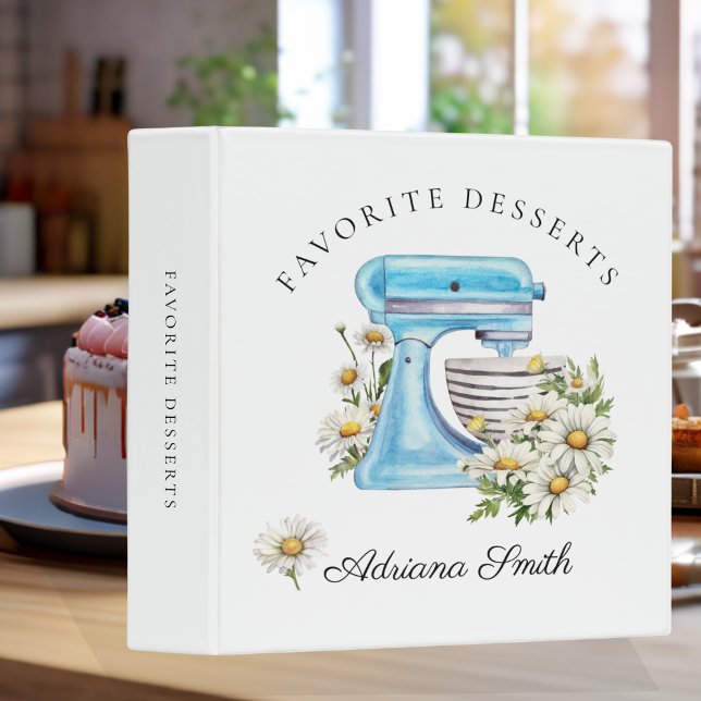 Watercolor Floral Daisy Stand Mixer Recipes Binder (Creator Uploaded)