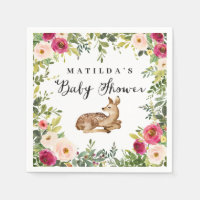 Watercolor floral deer woodland baby shower party