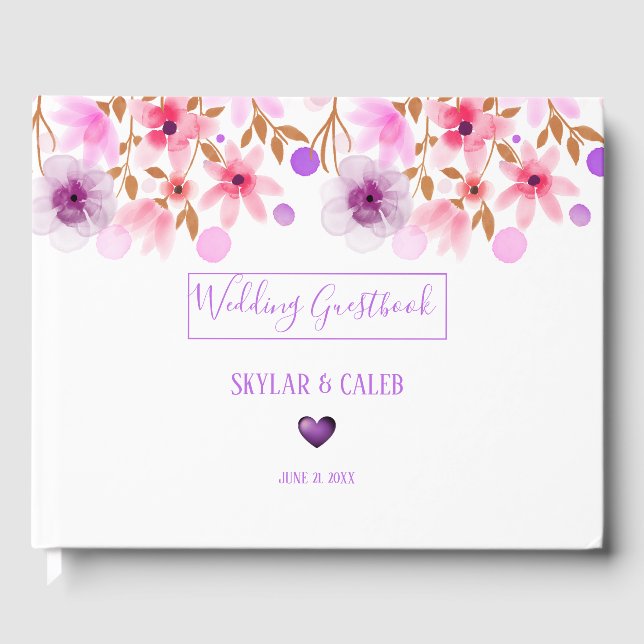 Watercolor Floral Design Guest Book (Front)