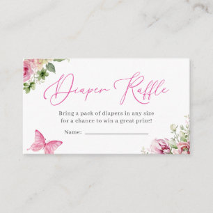 Watercolor Floral Diaper Raffle Baby Shower Enclosure Card