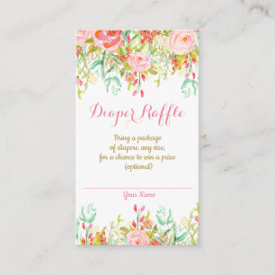 Watercolor Floral Diaper Raffle Card Girl Baby