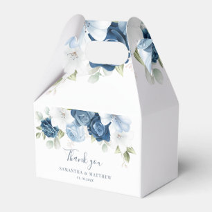 Watercolor Floral Dusty Blue Bloom Wedding Favor Box