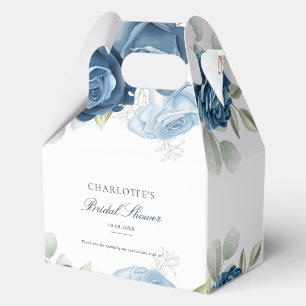 Watercolor Floral Dusty Blue Bridal Shower Favor Box
