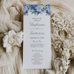 Watercolor Floral Dusty Blue Wedding Program<br><div class="desc">A beautiful wedding program featuring a floral top border of watercolor flowers in shades of blue. The names of the bride and groom and the subheadings appear in elegant dusty blue decorative script.</div>