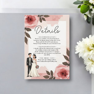Watercolor Floral Dusty Blush Pink Couple Wedding Enclosure Card