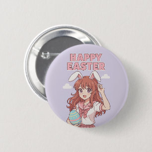 Watercolor Floral Easter Bunny 2 Inch Round Button