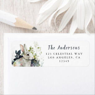 Watercolor Floral Easter Bunny Address