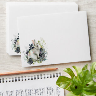 Watercolor Floral Easter Bunny Envelope