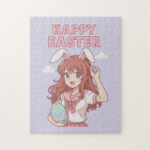 Watercolor Floral Easter Bunny Jigsaw Puzzle