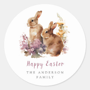 Watercolor Floral Easter Classic Round Sticker