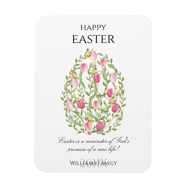 Watercolor Floral Easter Egg Happy Easter Magnet (Vertical)