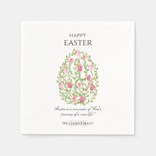 Watercolor Floral Easter Egg Happy Easter Napkin