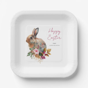 Watercolor Floral Easter Paper Plate