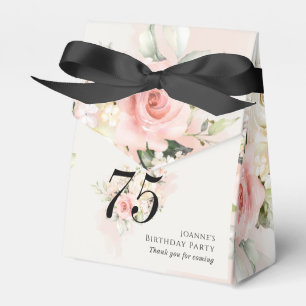 Watercolor Floral Elegant 75th Birthday Party Favor Box