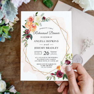 Watercolor Floral Elegant Chic Rehearsal Dinner Invitation