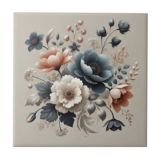 Watercolor Floral Elegant Spring Design Tile (Front)