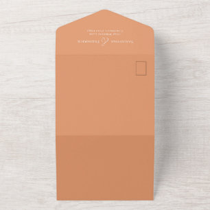 Watercolor Floral Elegant Wedding Peach All In One Invitation
