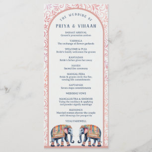 Watercolor Floral Elephant Indian & Hindu Wedding Program