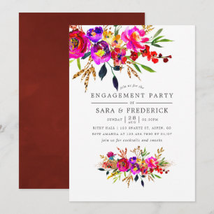 Watercolor Floral Engagement Party Invitation