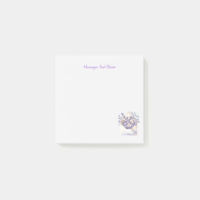 Watercolor Floral Envelope – Cute Post-it Notes (Front)