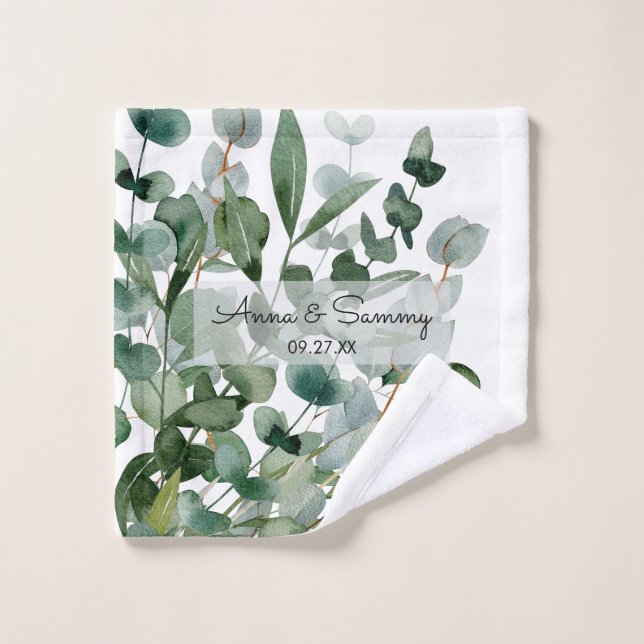 Watercolor Floral Eucalyptus Foliage Wash Cloth (Wash Cloth)