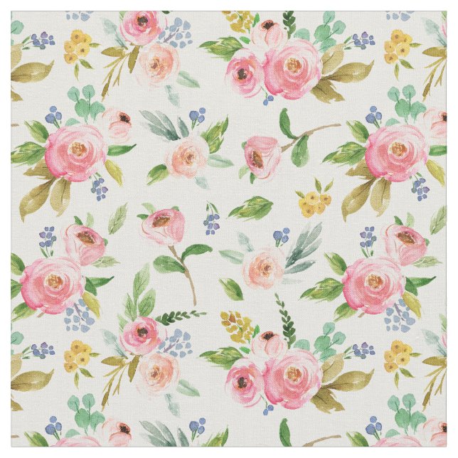 Watercolor Floral Fabric (Close Up)