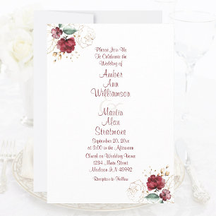 Watercolor Floral Fall Jewel Tone Romantic Invitation