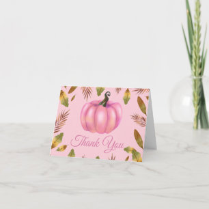 Watercolor Floral Fall Pumpkin Thank You Card