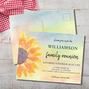 Watercolor Floral Family Reunion Announcement Postcard