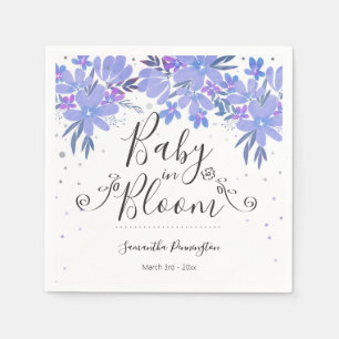 Watercolor Floral Fancy Script Baby in Bloom Napki Napkin