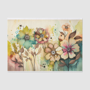 Watercolor Floral Fantastical Whimsical Decoupage Tissue Paper