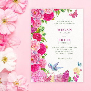 Watercolor floral fauna bloom wedding invitation