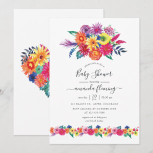 Watercolor Floral Fiesta Baby Shower Invitation