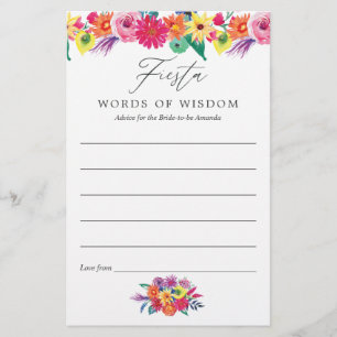 Watercolor Floral Fiesta Bridal Shower Advice