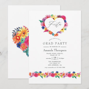Watercolor Floral Fiesta Graduation Party Invitation
