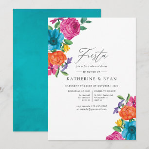Watercolor Floral Fiesta Rehearsal Dinner Invitation