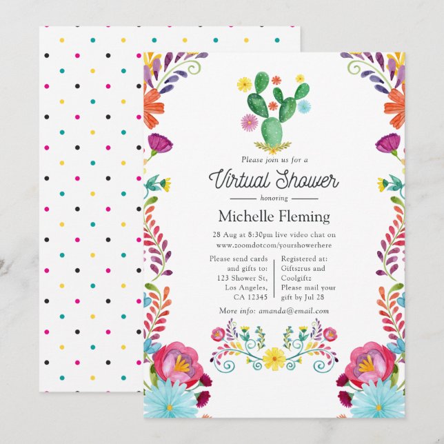 Watercolor Floral Fiesta Virtual Baby Shower Invitation (Front/Back)