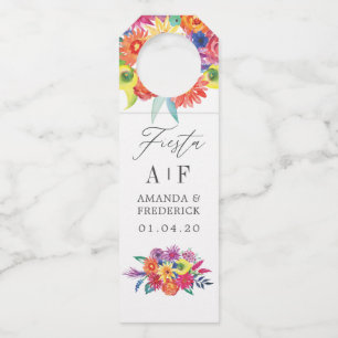 Watercolor Floral Fiesta Wedding Bottle Tag