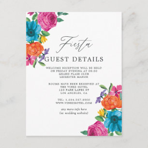 Watercolor Floral Fiesta Wedding Guest Details Enclosure Card