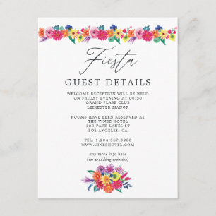 Watercolor Floral Fiesta Wedding Guest Details Enclosure Card